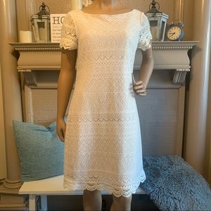 Cream Lace Overlay Dress